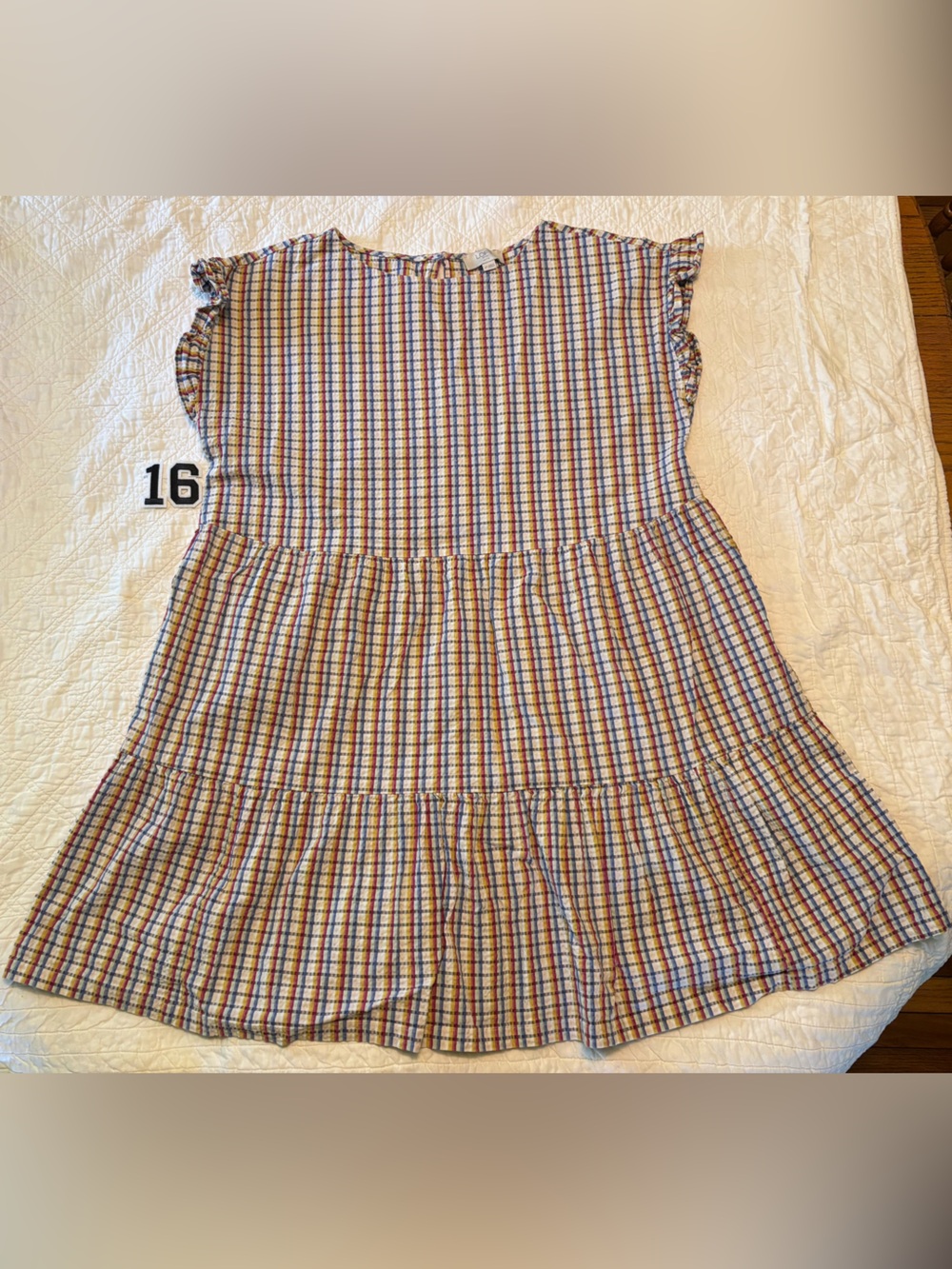 LOFT Multi-Color Plaid A-Line Tiered Dress
